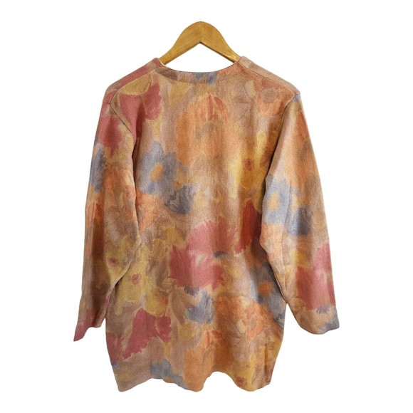 Vintage Gabriella T Linen Blend Floral Cardigan Womens Size 1X Italy Long Sleeve - Picture 12 of 12
